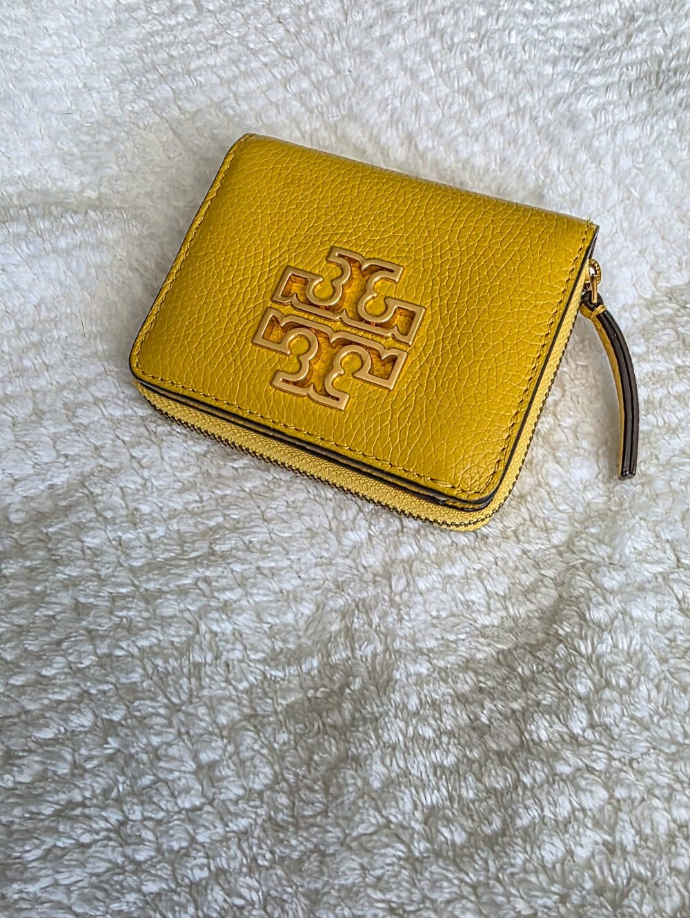 Tory Burch Yellow Leather Zip Wallet